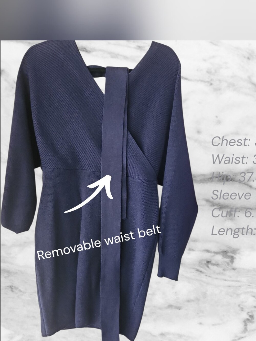 V-neck Cocktail Sweater Dress - Picture 4 of 5